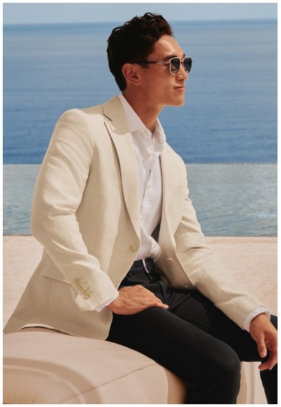 Wool Texture Twill Check Jacket - Limestone