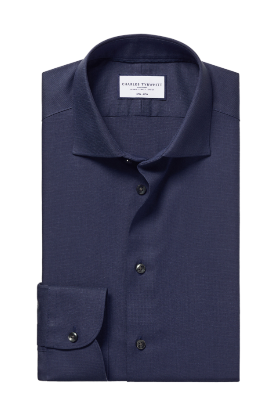 Non-Iron Cotton Linen Shirt - Ink Blue