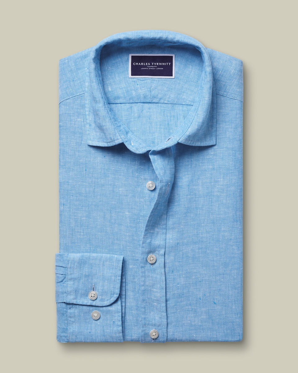 Pure Linen Shirt - Ocean Blue