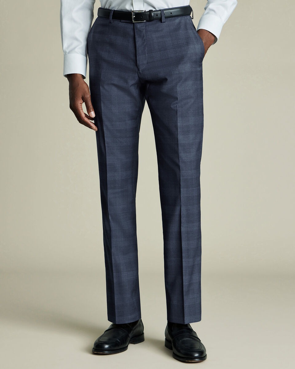 Check Italian Suit - Steel Blue