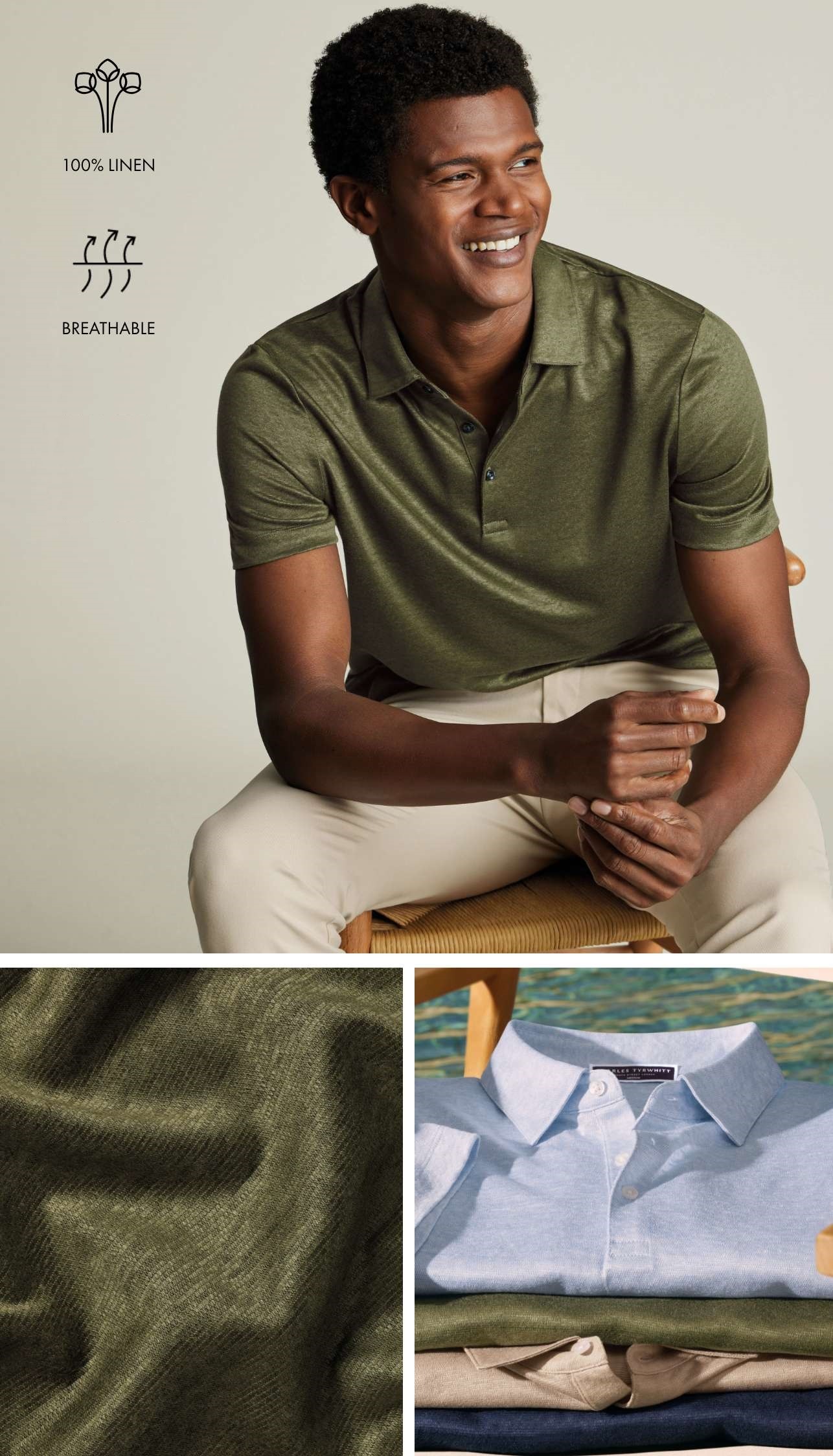 Pure Linen Polo - Olive
