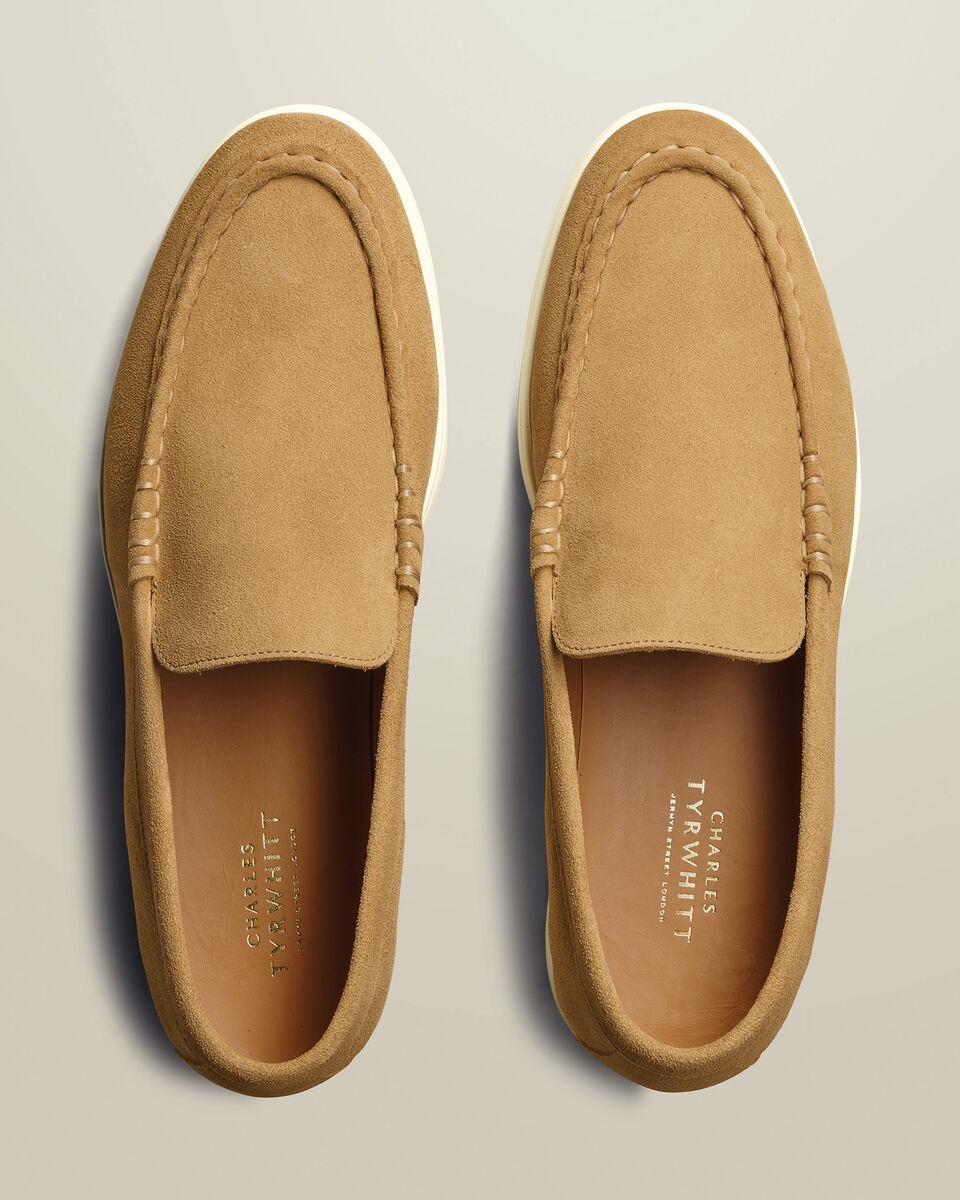 Suede Slip On Loafers - Sand