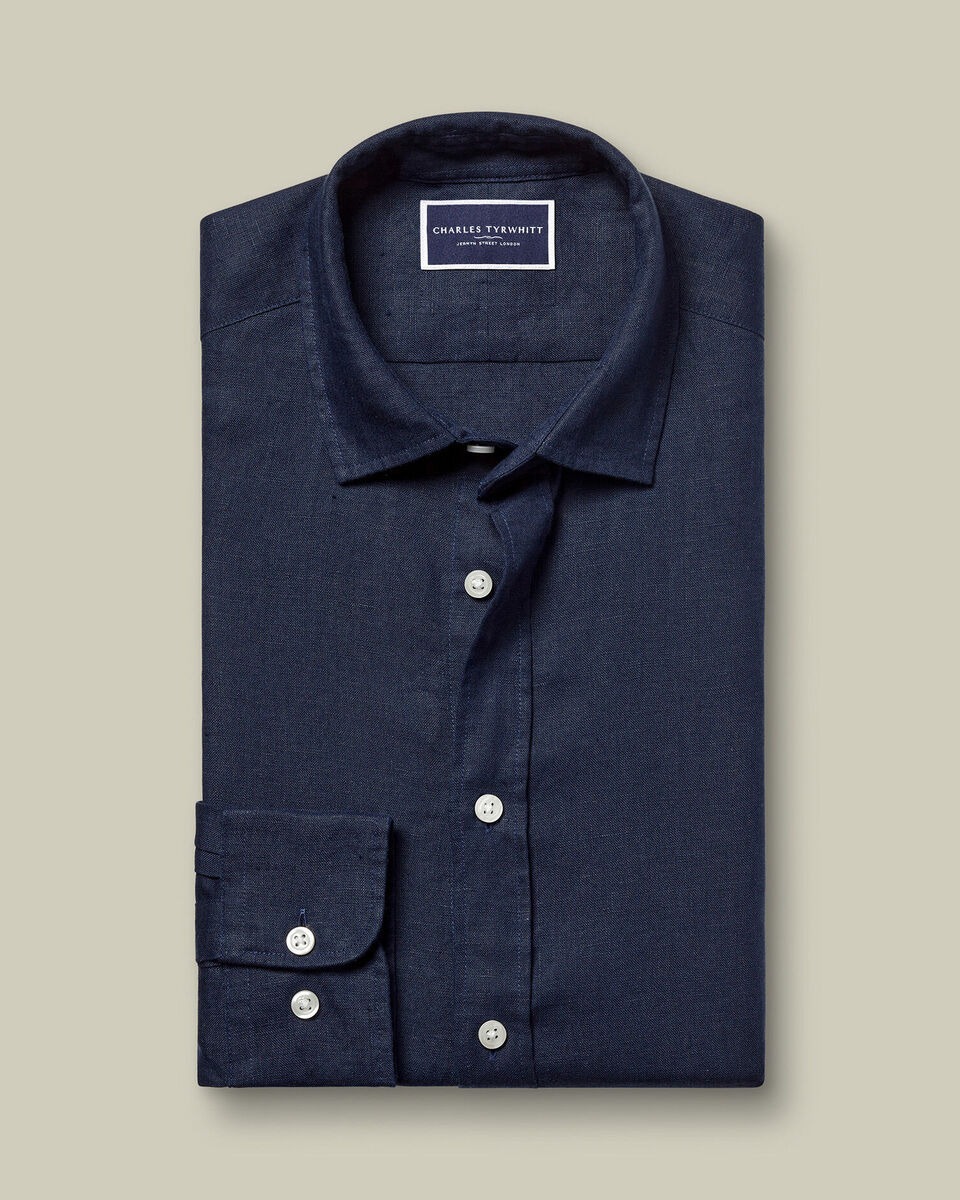 Pure Linen Shirt - Navy
