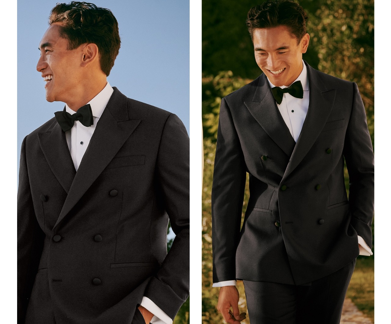Double Breasted Tuxedo Jacket - Black