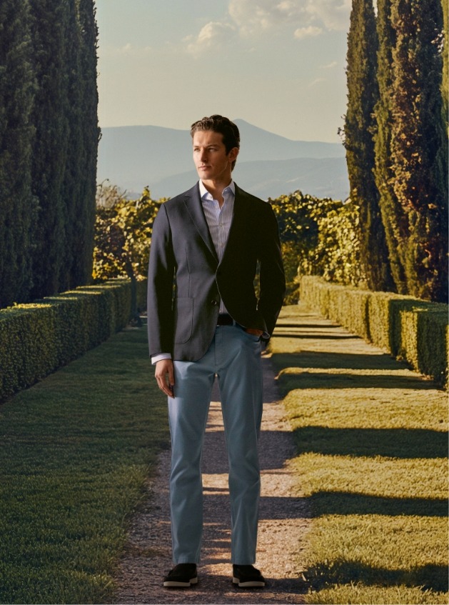 Luxury Italian Hopsack Jacket - Navy