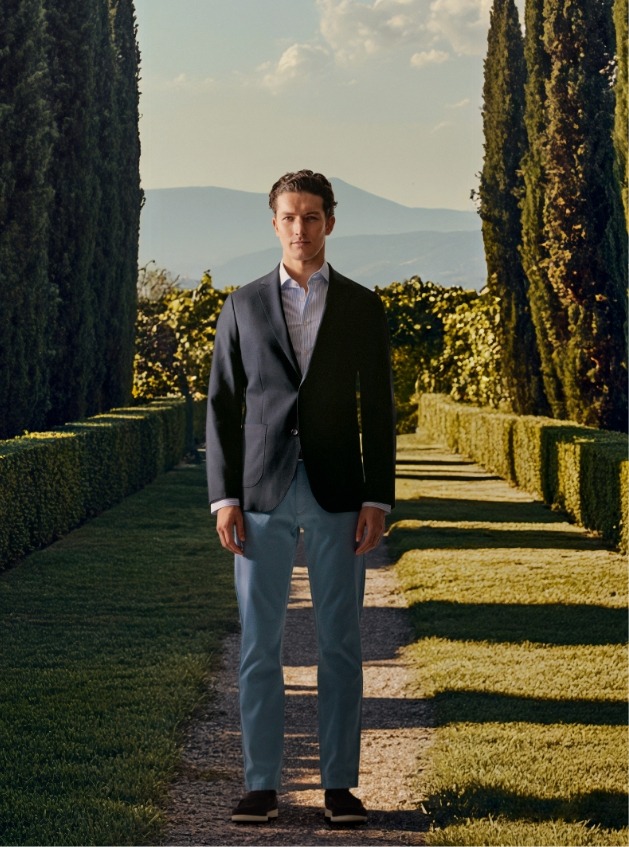 Luxury Italian Hopsack Jacket - Navy