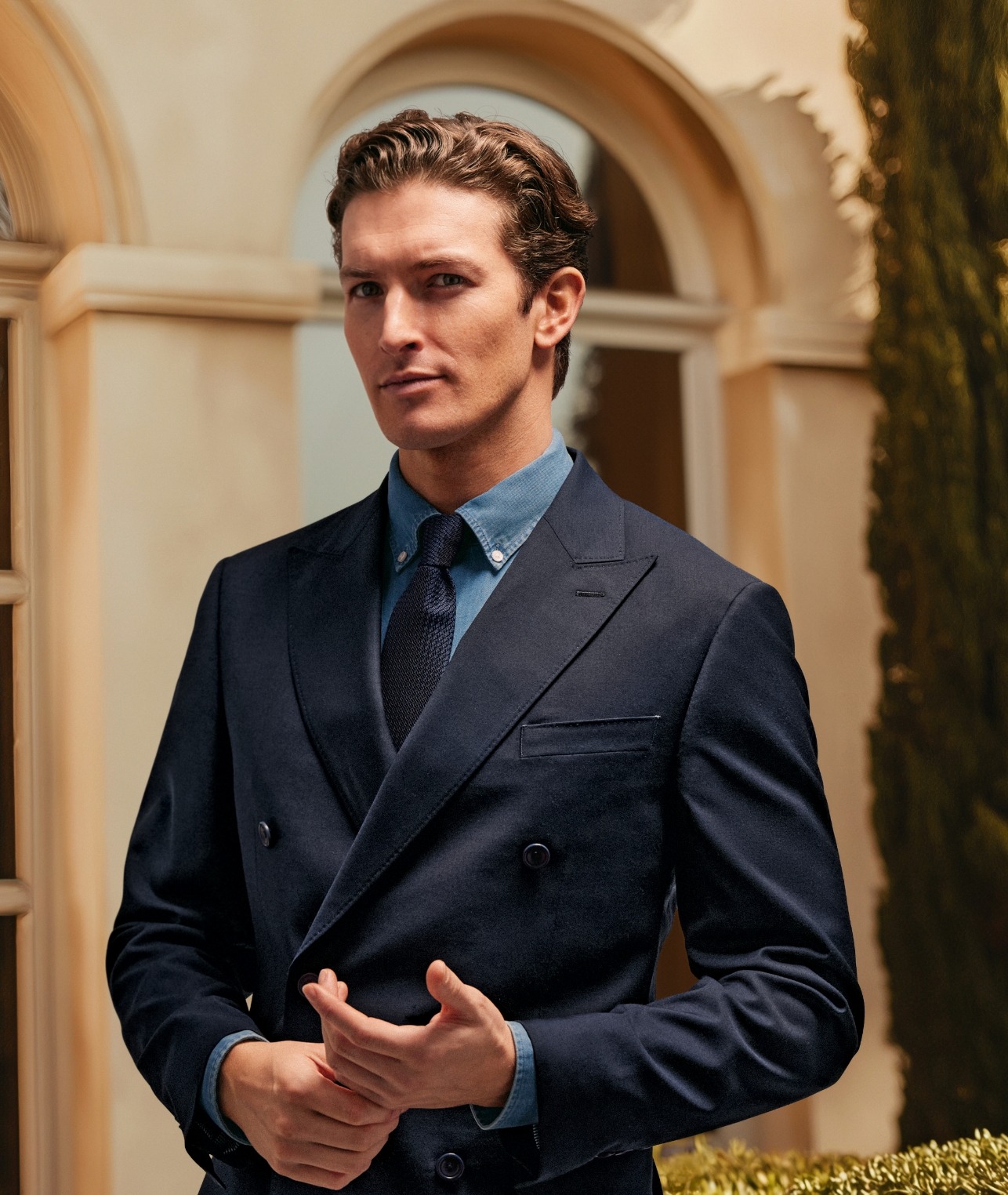 Double Breasted Italian Suit - Dark Navy