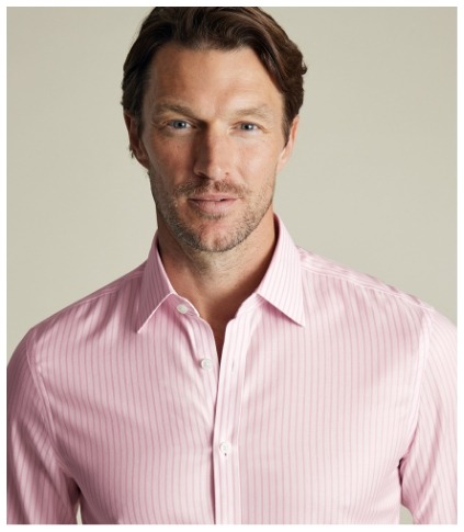 Non-Iron Twill Shirt - Pink Stripe