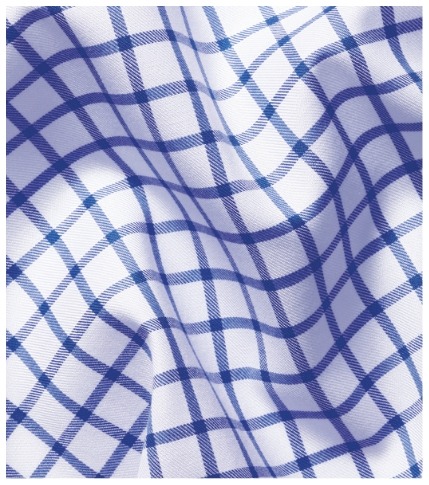 Non-Iron Twill Grid Check Shirt - Cobal