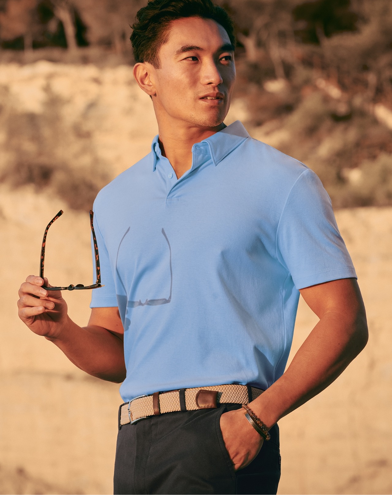 Smart Pique Polo - Cornflower Blue