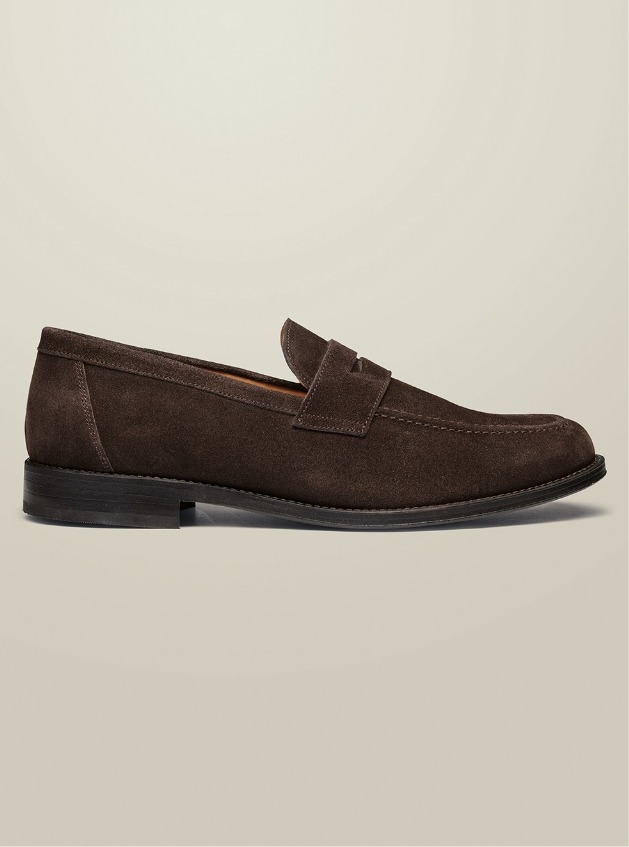Suede Penny Loafers - Dark Chocolate Brown