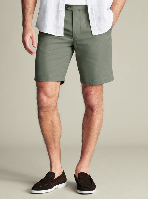 Cotton Linen Shorts - Green