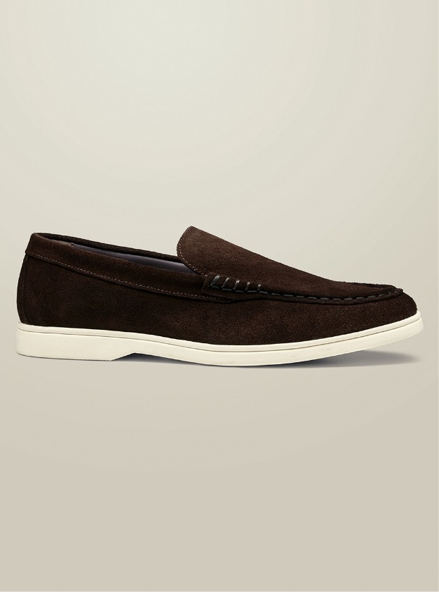 Suede Slip On Loafers - Chocolate Brown