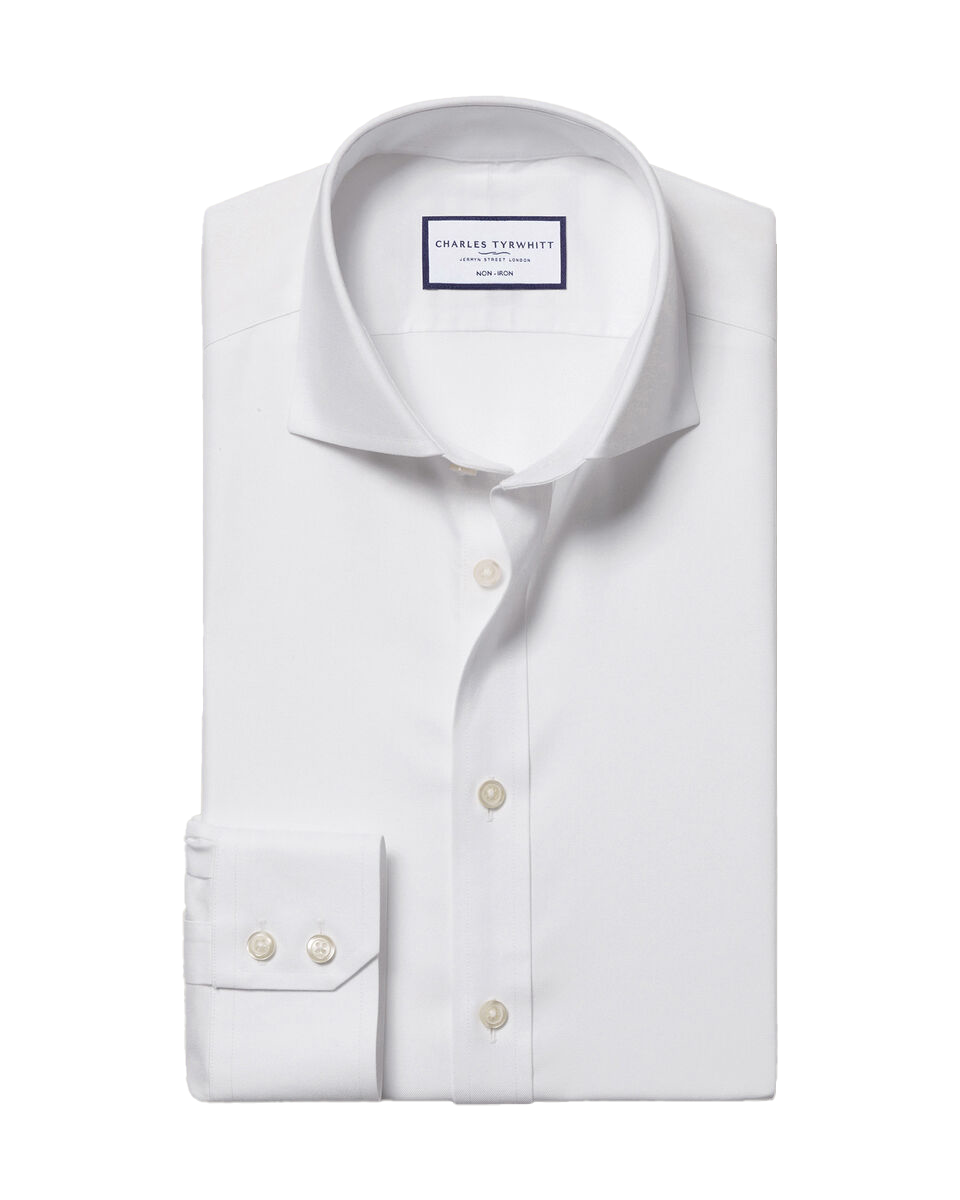 USpread Collar Non-Iron Twill Shirt - White