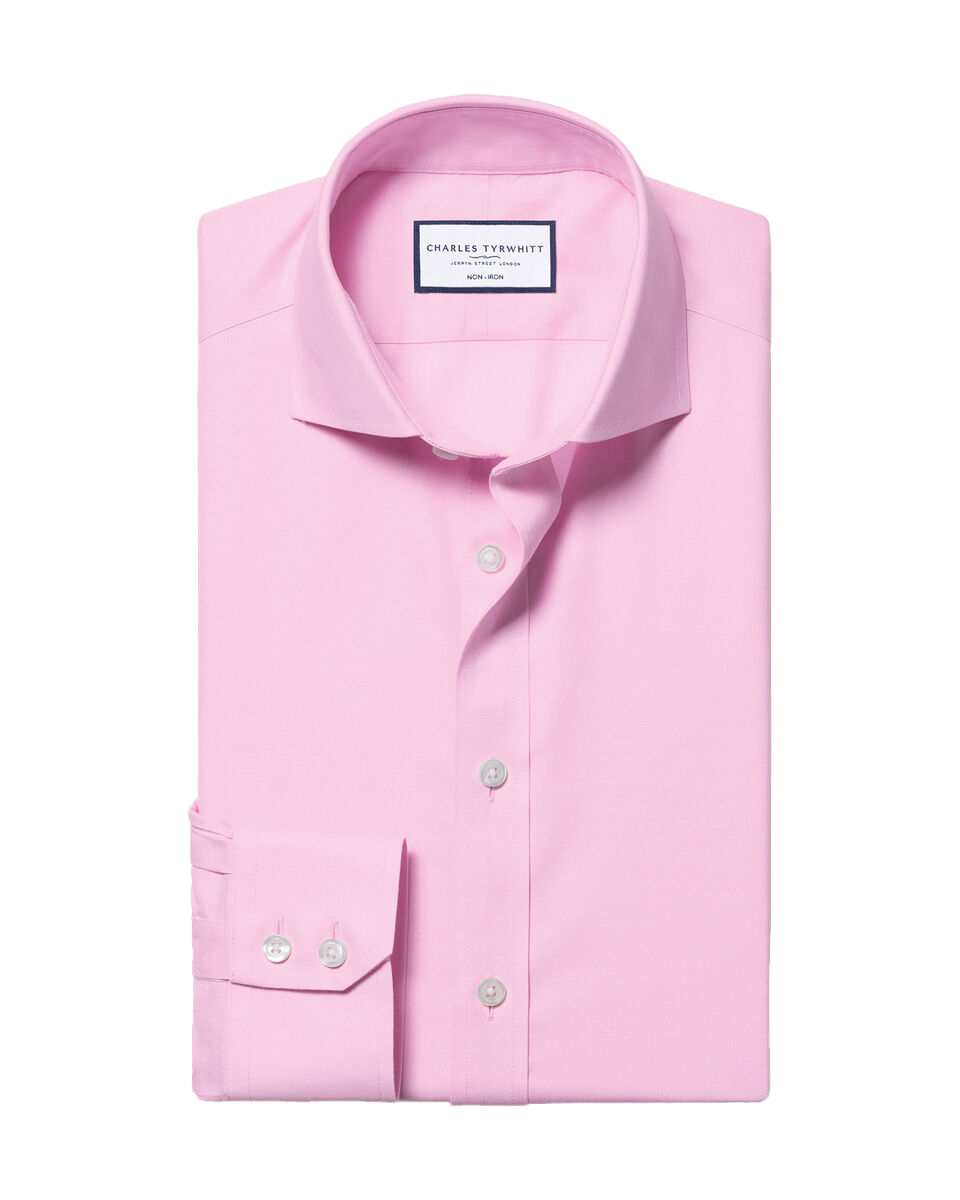 Spread Collar Non-Iron Twill Shirt - Pink