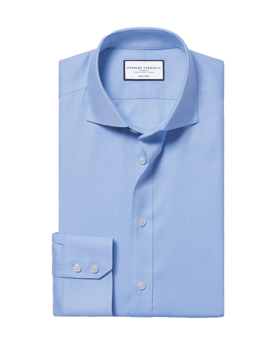 Spread Collar Non-Iron Twill Shirt - Sky Blue