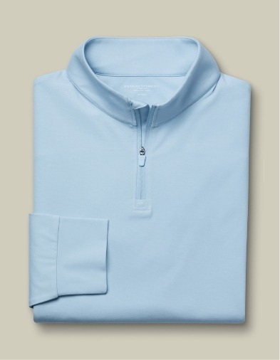 Performance Quarter Zip Sweater - Light Blue