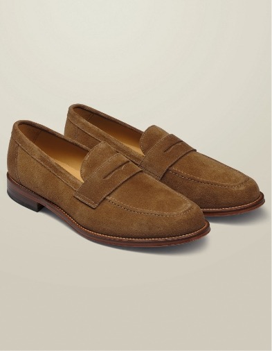 Suede Penny Loafers - Tobacco Brown