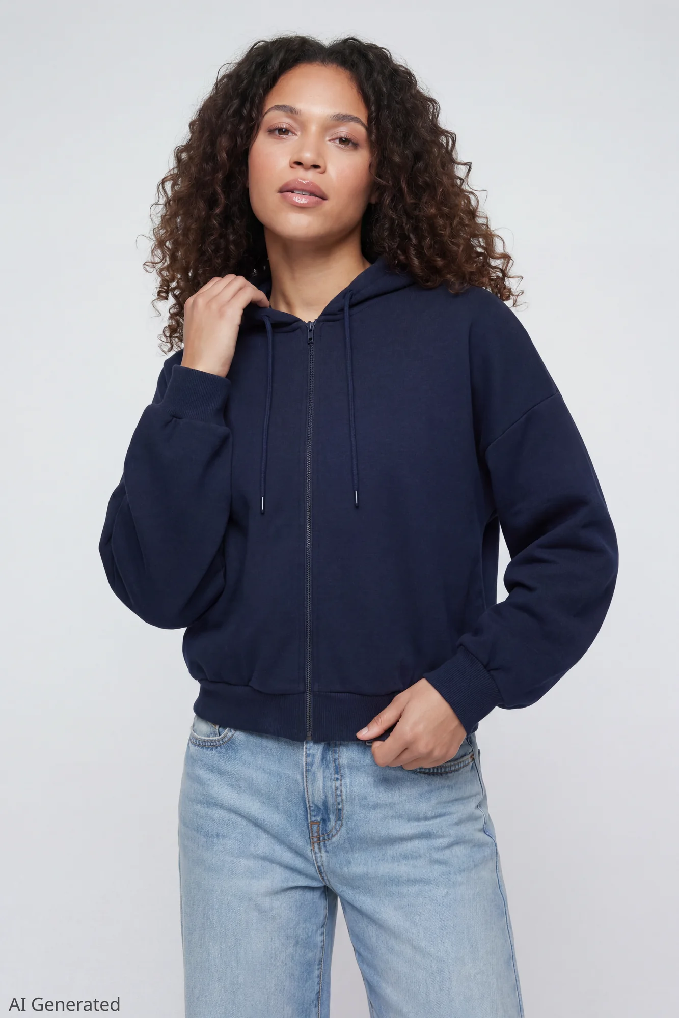 Image of Fleece Boxy Zip Hoodie