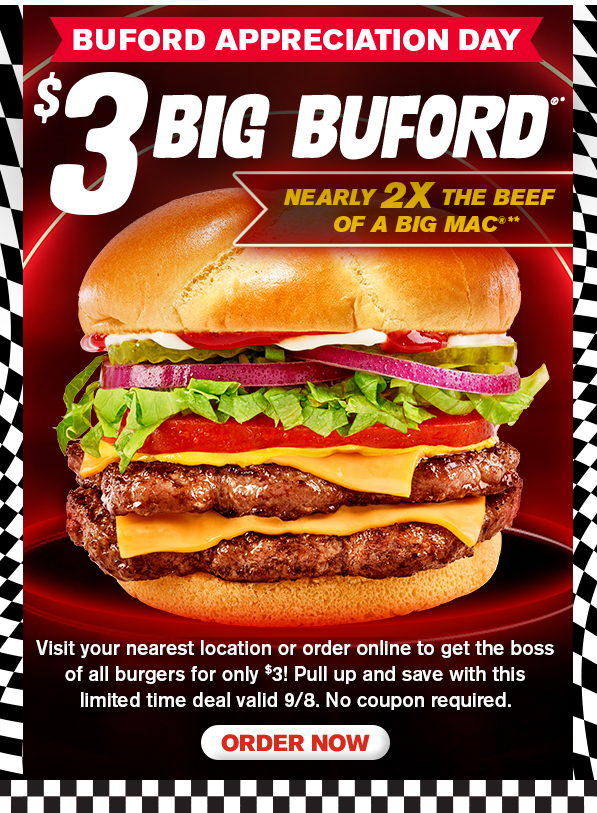 $3 Big Buford today only. Order now.