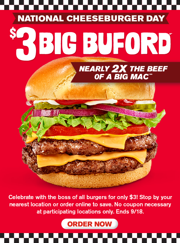 $3 Big Buford today only. Order now.