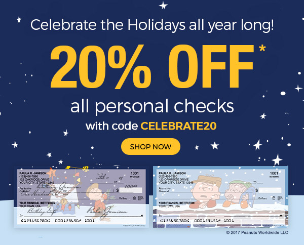 20% OFF Personal Checks with code CELEBRATE20
