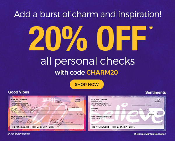 20% OFF Personal Checks with code CATCH20