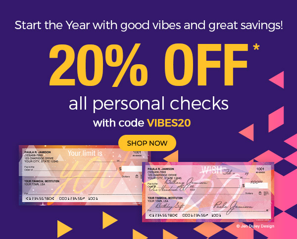 20% OFF Personal Checks with code VIBES20