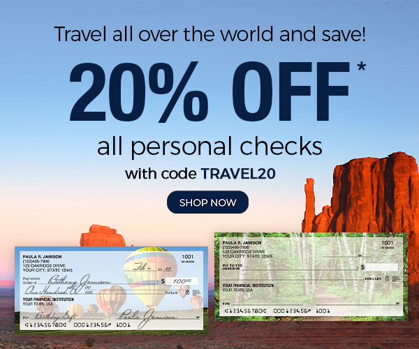 20% OFF Personal Checks with code TRAVEL20