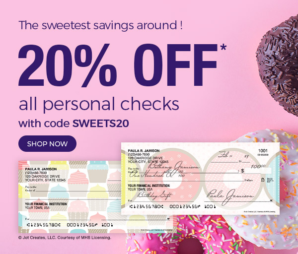 20% OFF Personal Checks with code SWEETS20
