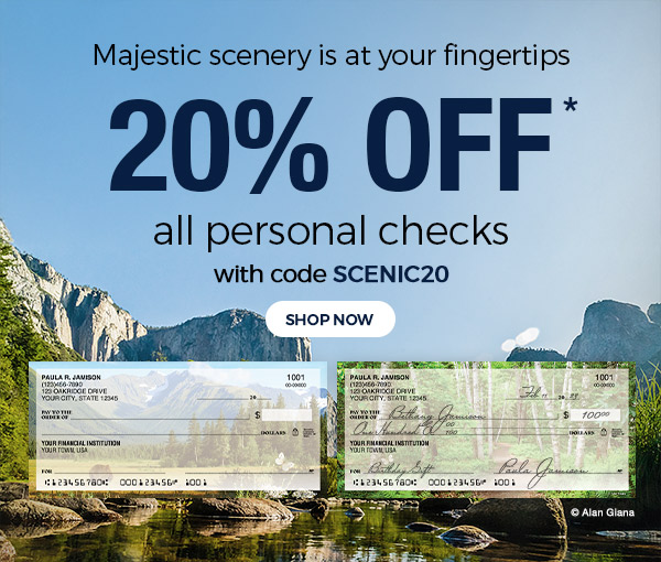 20% OFF Personal Checks with code SCENIC20