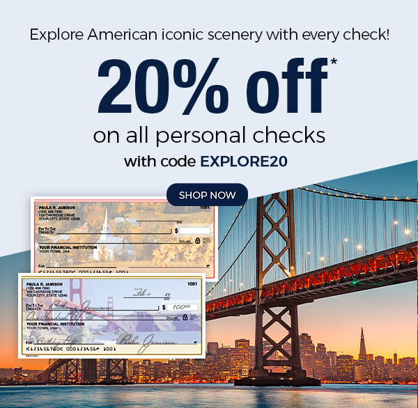 20% OFF Personal Checks with code EXPLORE20