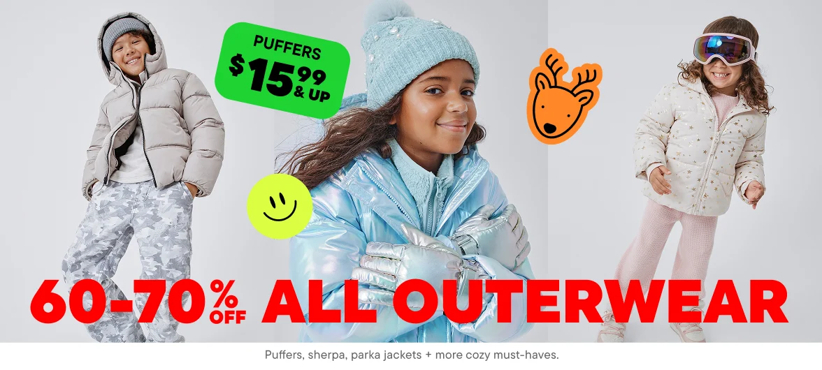 60-70% off All Outewear + $15.99 & Up Puffers