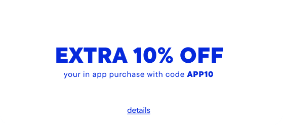Extra 10% off you in app purchase with code APP10