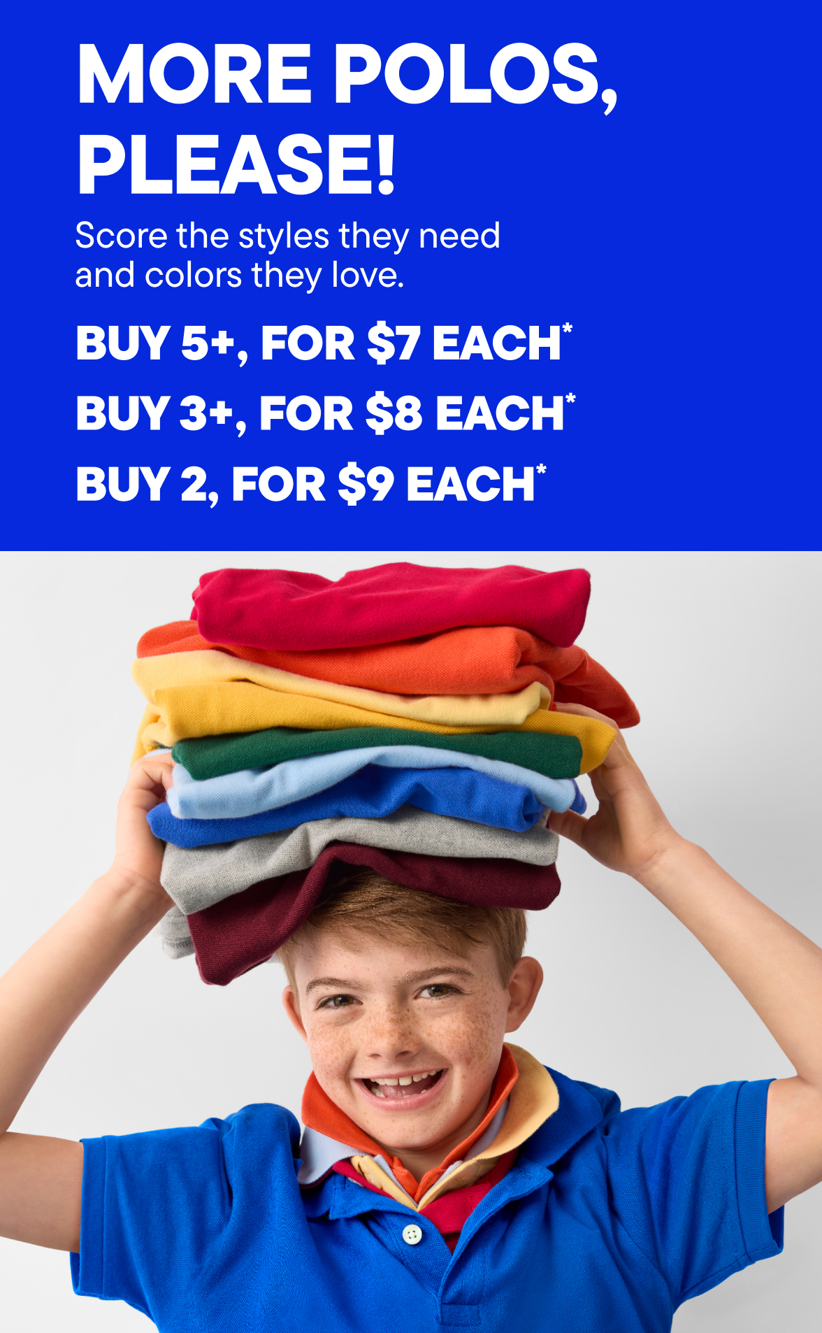 Polos 5+ for $7 each