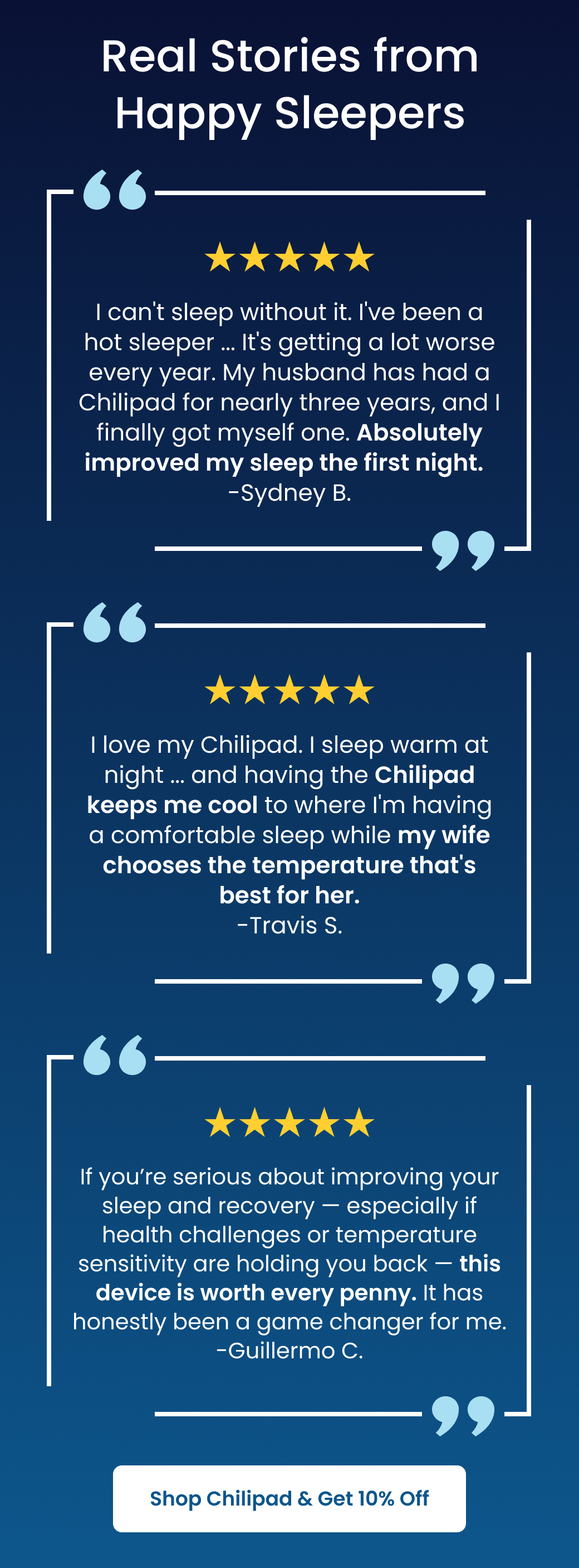 Real Stories from Happy Sleepers - SHOP 10% OFF CHILIPAD