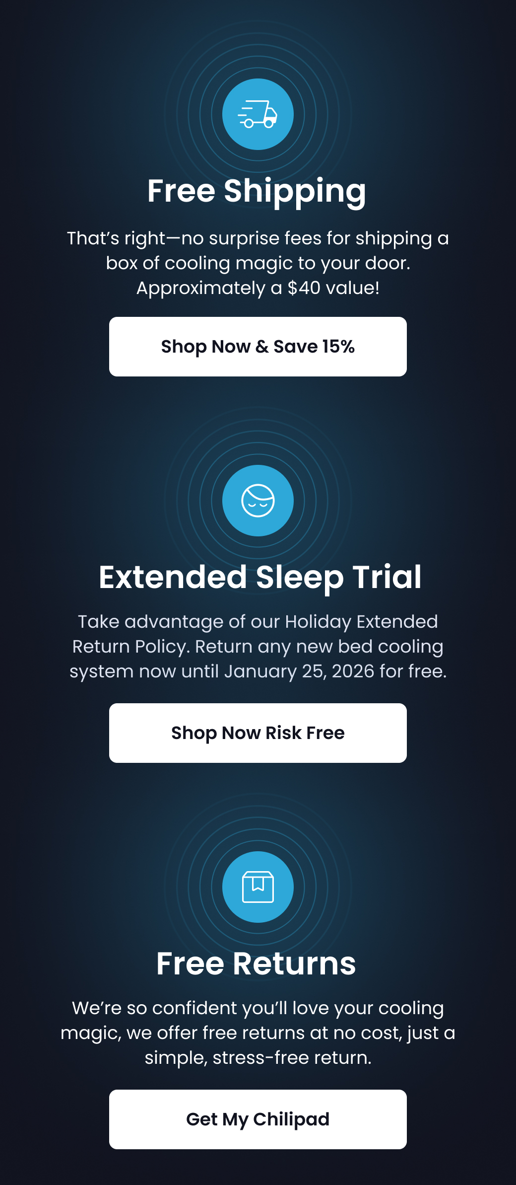 Free Shipping - Extended Sleep Trial - Free Returns - SHOP 15% OFF CHILIPAD