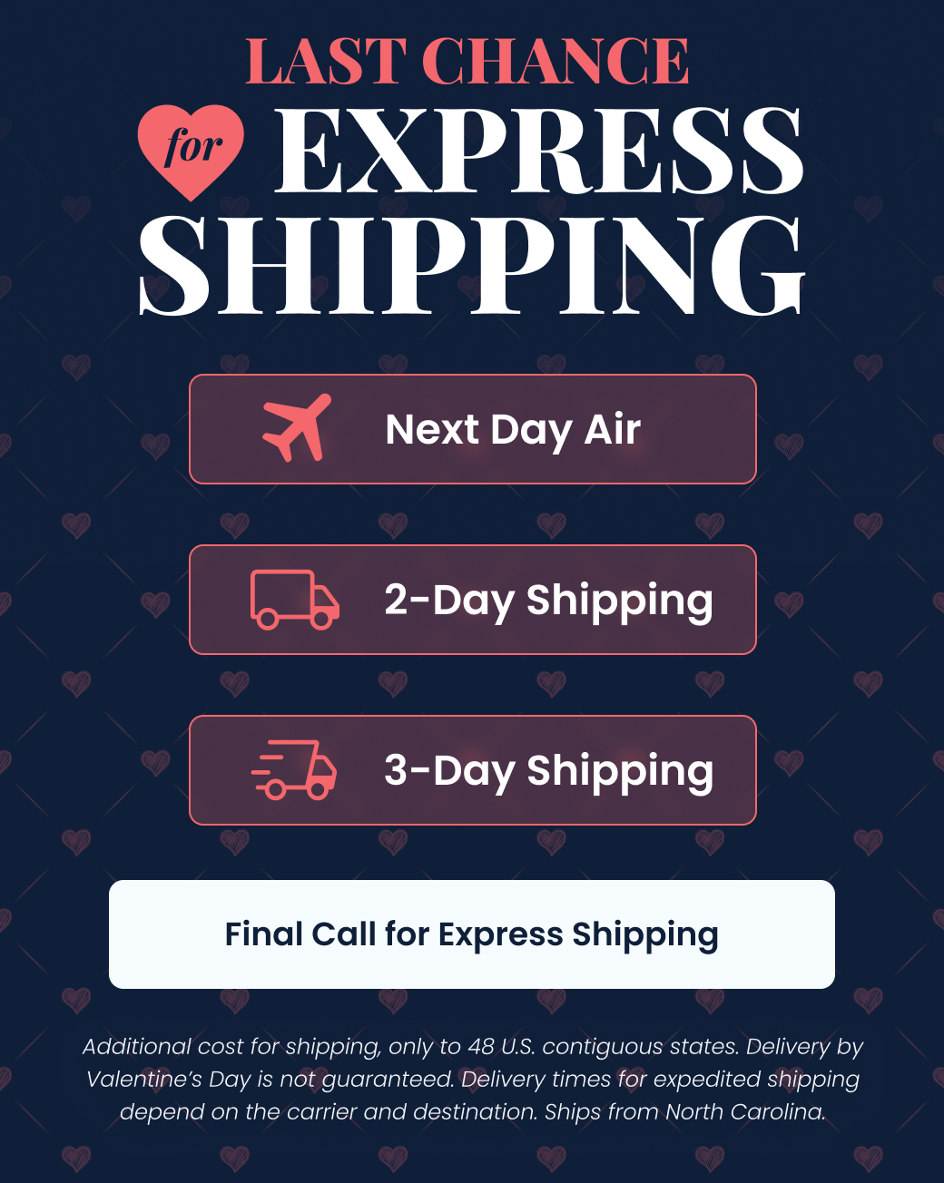 LAST CHANCE FOR EXPRESS SHIPPING - ORDER WITH EXPRESS SHIPPING