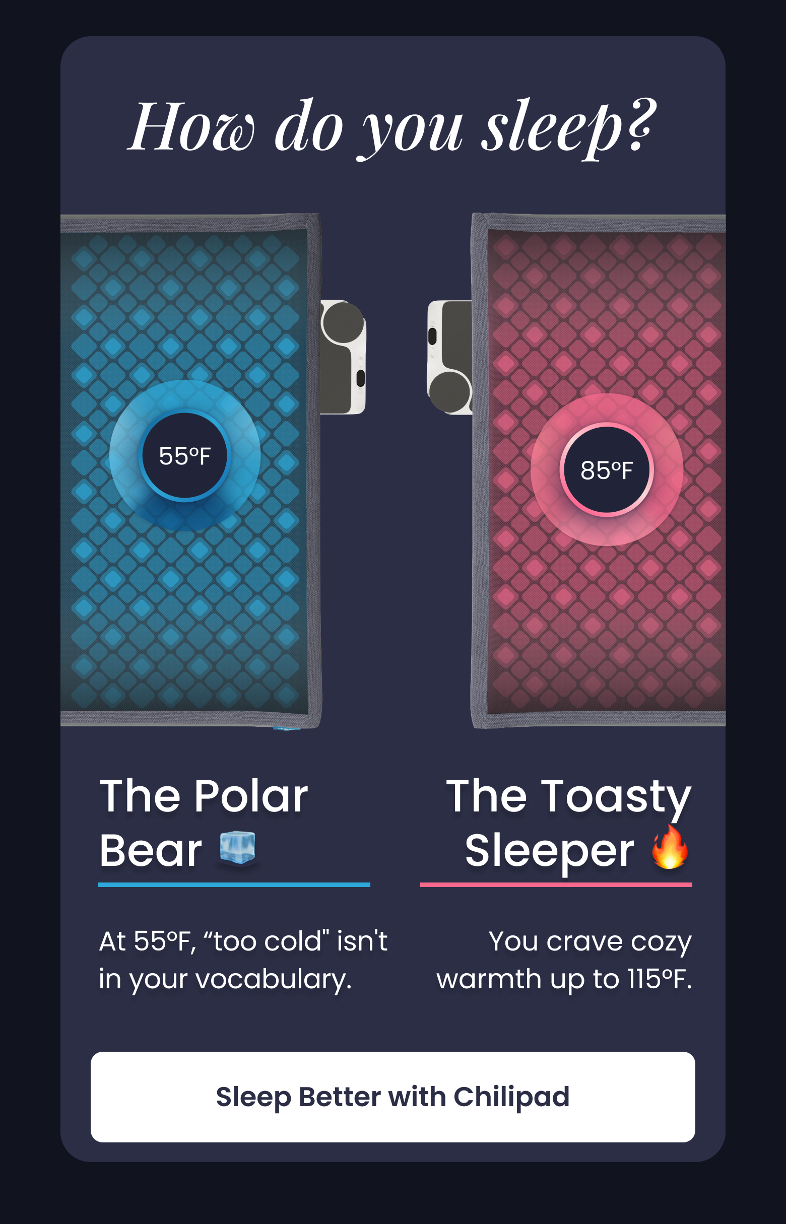 How Do You Sleep? The Polar Bear vs. The Toasty Sleeper - SLEEP BETTER WITH CHILIPAD