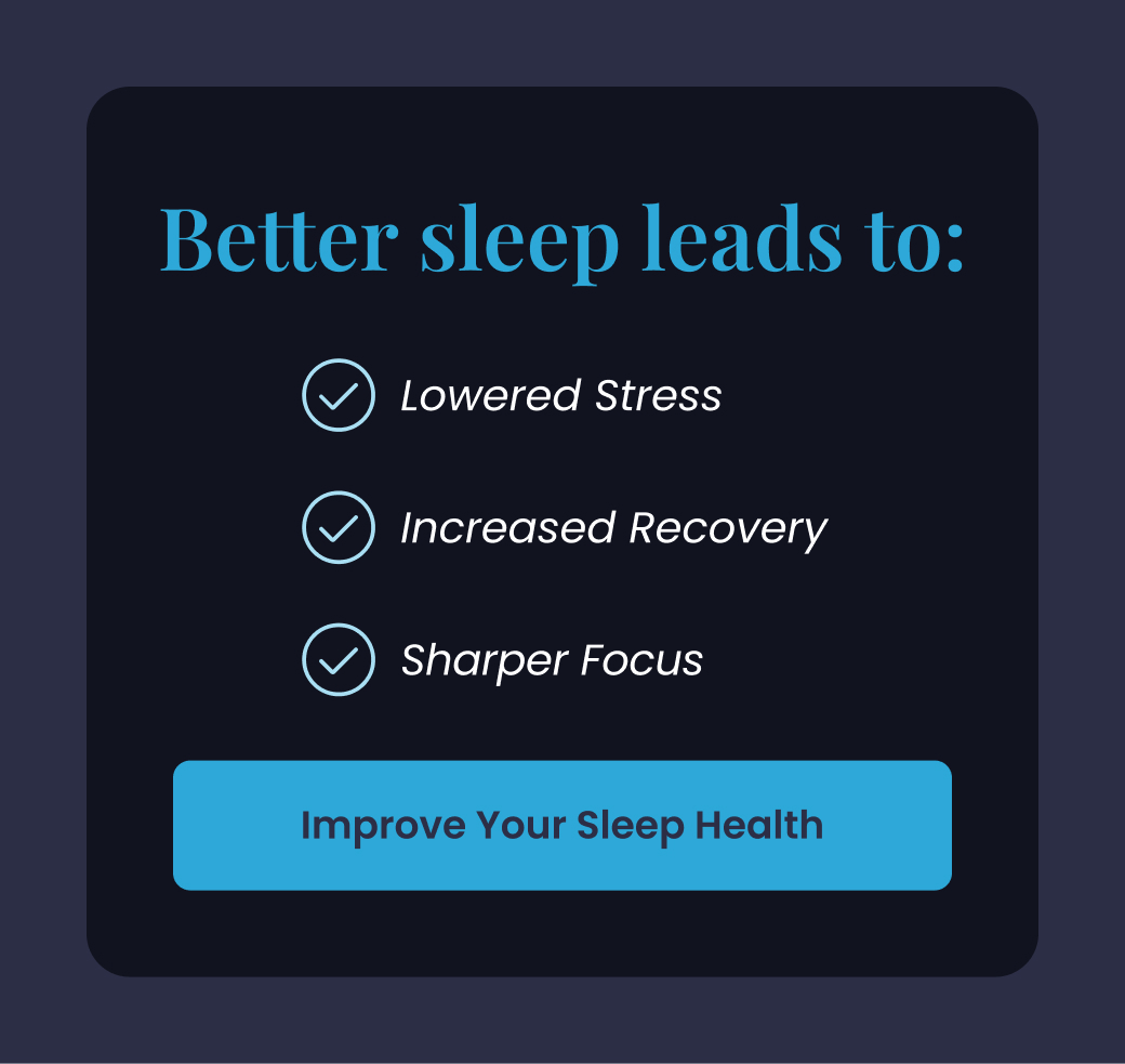 Better Sleeps Leads To: Lowered Stress, Increased Recovery, and Sharper Focus - IMPROVE YOUR SLEEP HEALTH