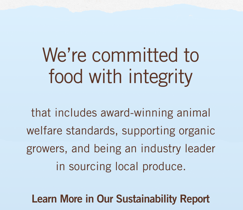 we're committed to food with integrity