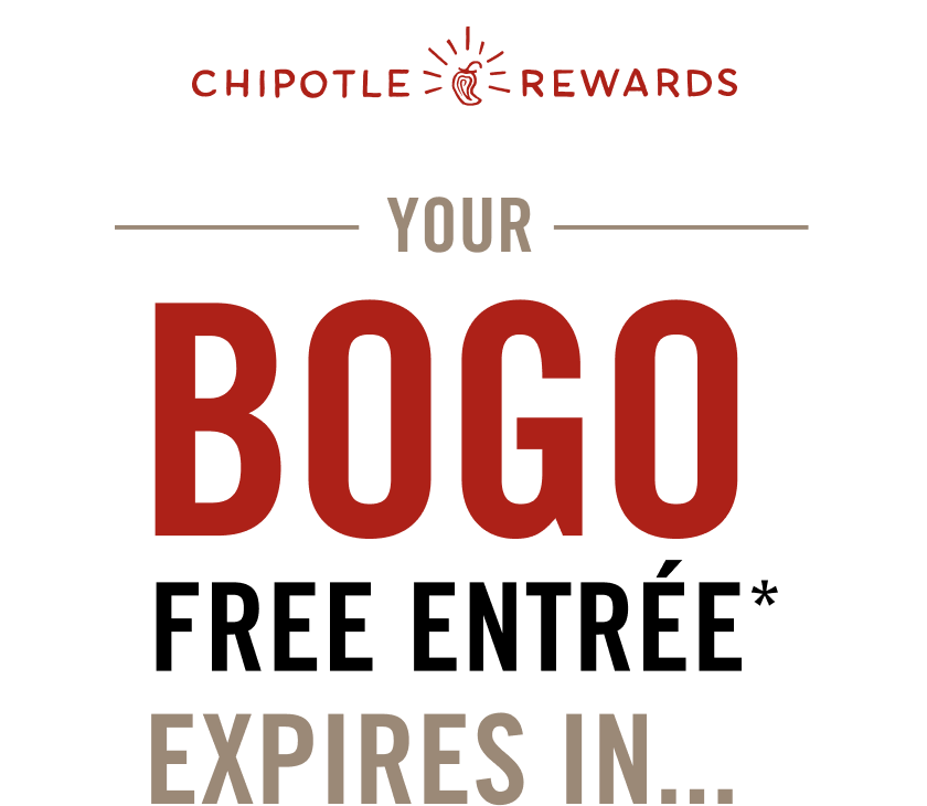 Chipotle Rewards. Your BOGO Free entree* Expires in...