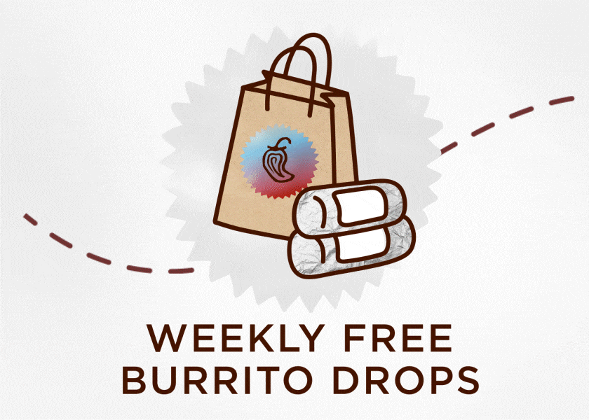 Carousel Image of Weekly Free Burrito Drops, A Year of Free Chipotle, Extra Points at every turn. 