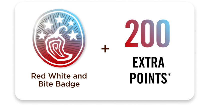 Badge Image of "Red White Bite" badge + 200 Extra Points*