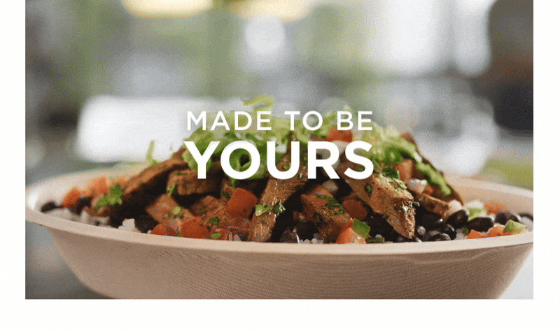 Bowl of carne asada topped with guacamole. Text reads: Made to Be Yours.