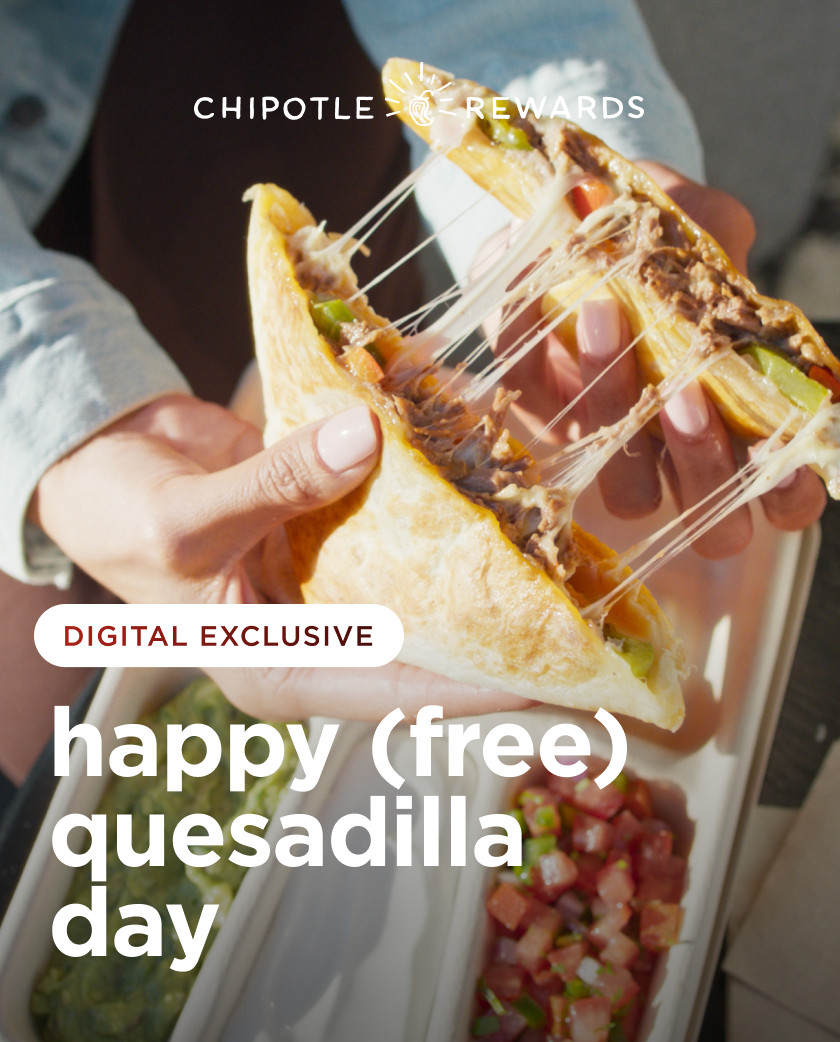 Chipotle Rewards Logo Happy (free) national quesadilla day