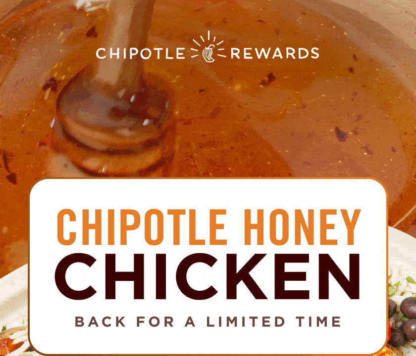 Chipotle Rewards: Chipotle Honey Chicken back for a limited time