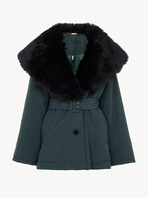 Short coat in technical satin