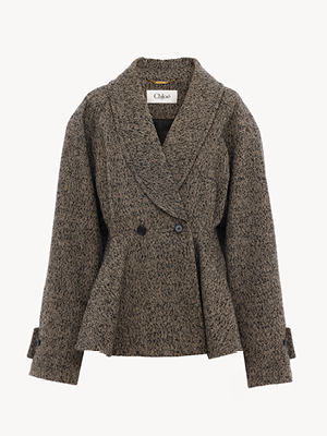 Short riding coat in chevron wool