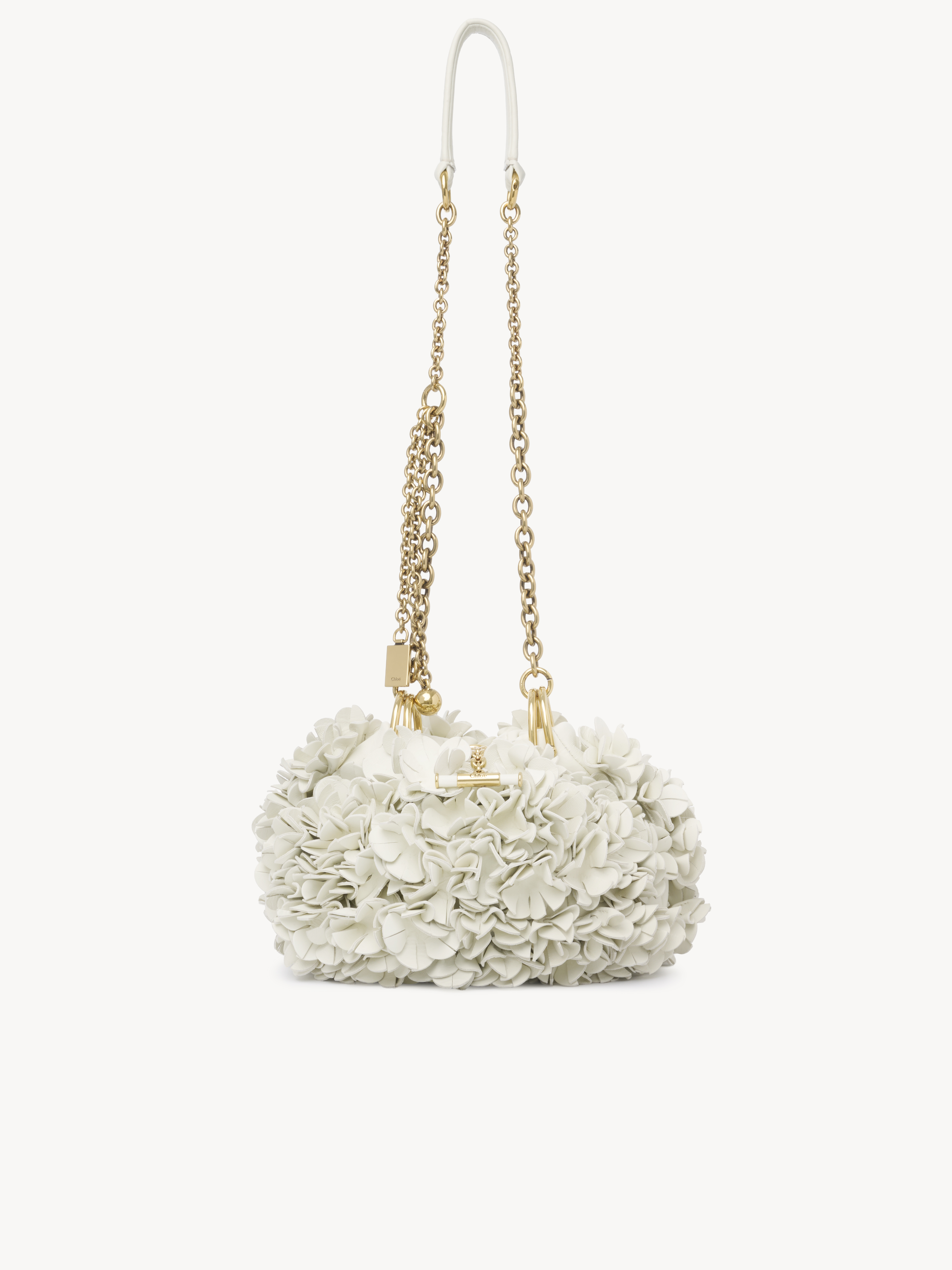 Chloé Plissé shoulder bag with chain in leather flowers